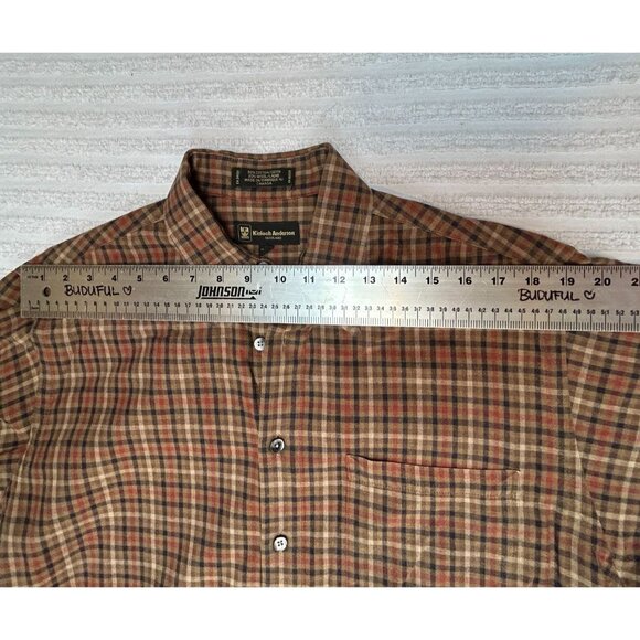 Kinloch Anderson Scotland Men's Medium Wool Blend Gingham Button-Down Shirt - Picture 6 of 8
